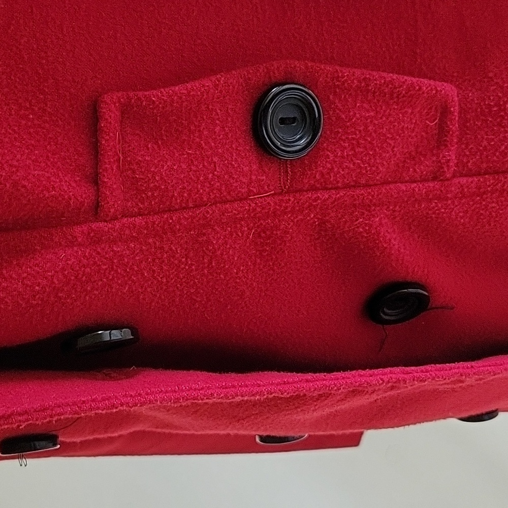 Winter double-breated or Pea coat with red lining and 2 large buttoned pockets - Picture 12 of 14